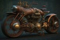 Steampunk Motorbike Art Futuristic Design. Generative AI