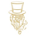 Steampunk old man in top hat and glasses with the beard Royalty Free Stock Photo