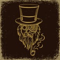 Steampunk old man in top hat and glasses Royalty Free Stock Photo