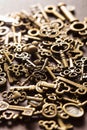 Steampunk old vintage metal keys background