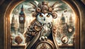 Steampunk Owl Overlooking Victorian London Royalty Free Stock Photo