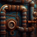 steampunk pipes background, ai generation