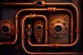 steampunk pipes background, ai generation