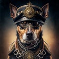 Steampunk portrait of dog. Created with Generative AI. Midjourney illustration