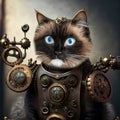 Steampunk ragdoll cat created by ai technology