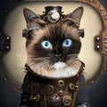 Steampunk ragdoll cat created by ai technology