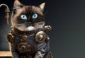 Steampunk ragdoll cat created by ai technology