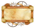 Steampunk rectangle gear frame with pipes. Royalty Free Stock Photo