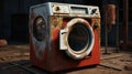 Steampunk Red Washing Machine: Unreal Engine 5 Post-apocalyptic Texture Experimentation