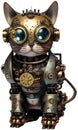 Steampunk Robot Machine Cat Isolated