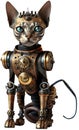 Steampunk Robot Machine Cat Isolated