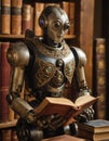 Steampunk Robot Reading Royalty Free Stock Photo