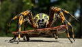 Steampunk robot spider sculpture, mechanical art and fantasy creation Generative AI
