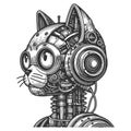 Steampunk Robotic Cat engraving vector