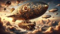 Steampunk Rose Odyssey: AI-Generated Airship Voyage Across the Skies