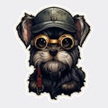 Steampunk Schnauzer Sticker Print - Colored Cartoon Style