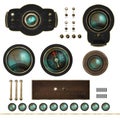 steampunk sci-fi control panel asset pack isolated