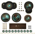 steampunk sci-fi control panel asset pack isolated Royalty Free Stock Photo