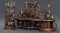 A steampunk science chemical medical research lab with a microscope. The lab is a mad scientistâs experiment station Royalty Free Stock Photo