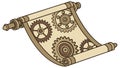Steampunk Scroll Gears Ancient Blueprint Technology, vector design Generative AI Royalty Free Stock Photo