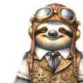 Steampunk Sloth In Aviator Sunglasses