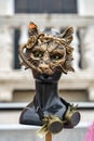 Steampunk style cat mask at mannequin head in Venice, Italy Royalty Free Stock Photo