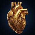 A steampunk-style heart is depicted, crafted from metallic gears and clockwork Royalty Free Stock Photo