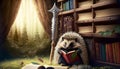 steampunk style hedgehog in a library Royalty Free Stock Photo