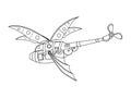 Steampunk style helicopter coloring book vector