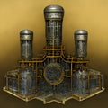 A Steampunk Style Nuclear Reactor. Futuristic Concept Design