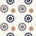 Steampunk style pattern with gear wheels and old Lorem ipsum text, vintage antique steampunk background. Royalty Free Stock Photo