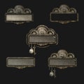 Steampunk styled plaque variations isolated