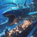 Steampunk Submarine Adventure Underwater Royalty Free Stock Photo