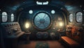 Steampunk Submarine Interior. created by generative artificial intelligence Royalty Free Stock Photo