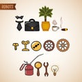 Steampunk technology icons set