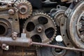 steampunk texture, background, abstract stylized collage of a mechanical device, rust and traces of erosion are visible
