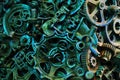 Steampunk texture, backgroung with mechanical parts, gear wheels Royalty Free Stock Photo