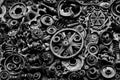 Steampunk texture, backgroung with mechanical parts, gear wheels