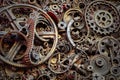 Steampunk texture, backgroung with mechanical parts, gear wheels