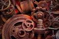 Steampunk texture, backgroung with mechanical parts, gear wheels Royalty Free Stock Photo