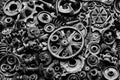 Steampunk texture, backgroung with mechanical parts, gear wheels