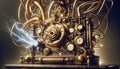 Steampunk Time Machine with Electric Discharge Royalty Free Stock Photo