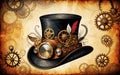 Steampunk Top Hat with Gears Royalty Free Stock Photo