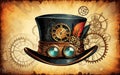 Steampunk Top Hat with Gears Royalty Free Stock Photo