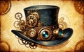 Steampunk Top Hat with Gears Royalty Free Stock Photo