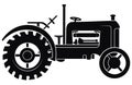 Steampunk Tractor Silhouette, Tractors Vector Silhouette,Tractor Silhouettes Modern and Antique Royalty Free Stock Photo