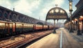 steampunk train station illustration