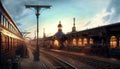 steampunk train station illustration