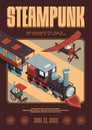 Steampunk Train Vertical Poster