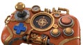 Steampunk video game controller with compass detail isolated on white background Royalty Free Stock Photo